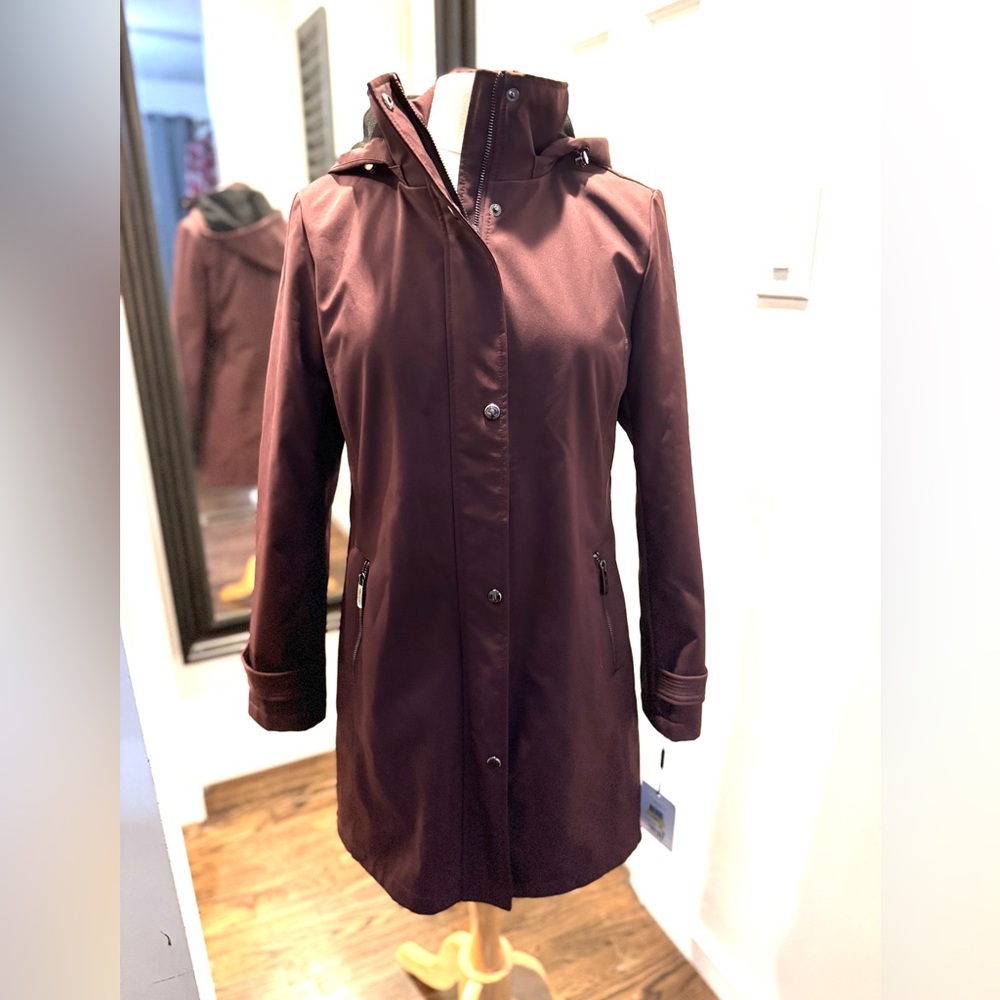 Calvin Klein Maroon Hooded Trench Coat